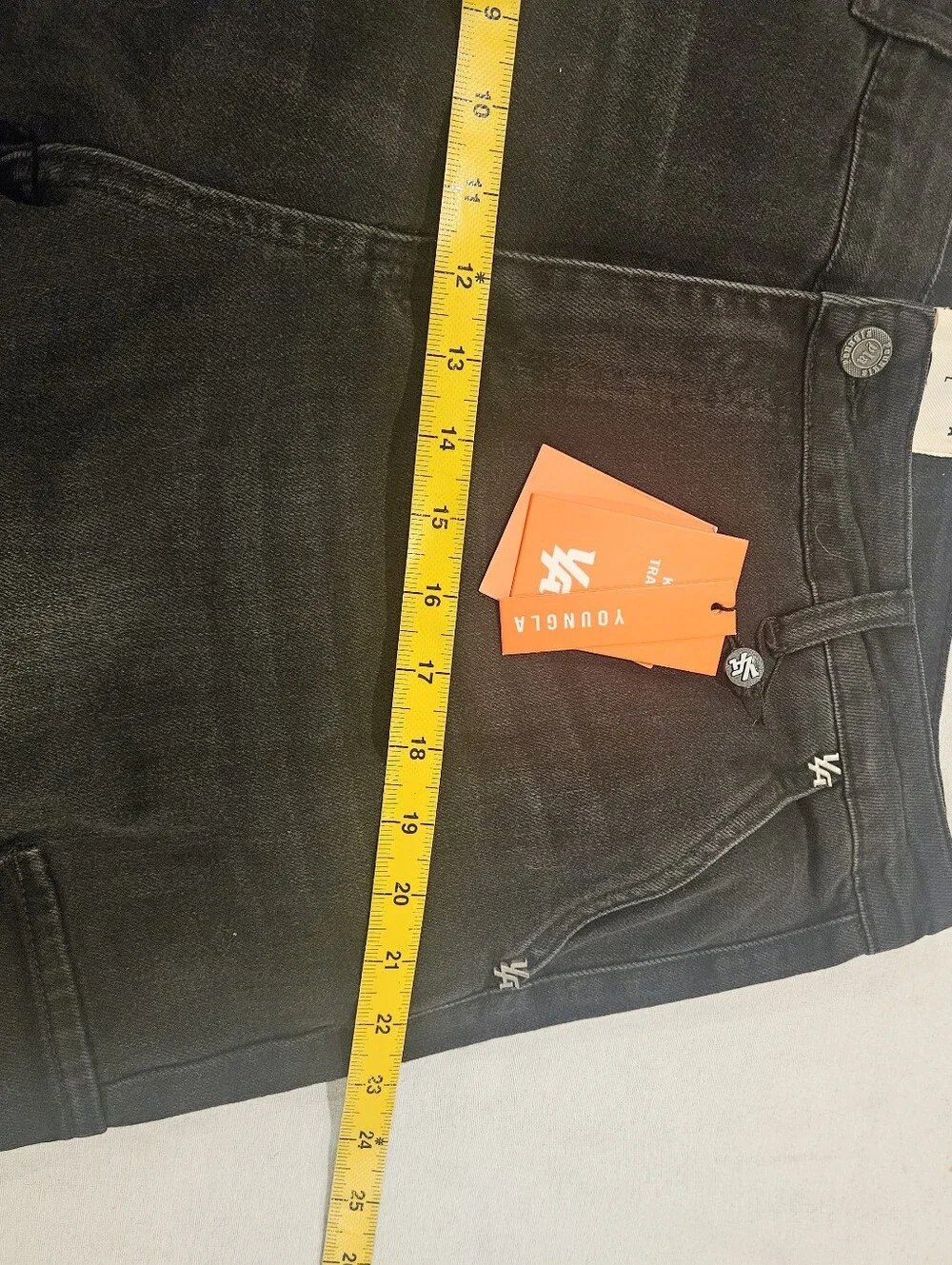 NWT YoungLA Mens Spring Cargo Black Jeans Size L Waist 36